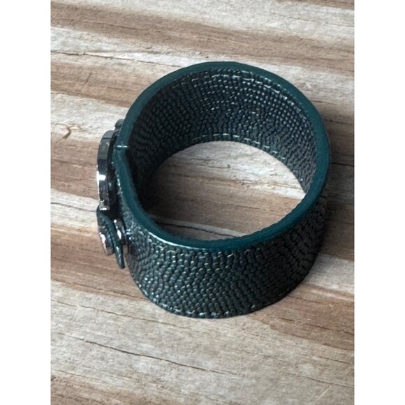 Tory Burch Logo Double Snap Green Bracelet in pouch - Picture 3 of 7